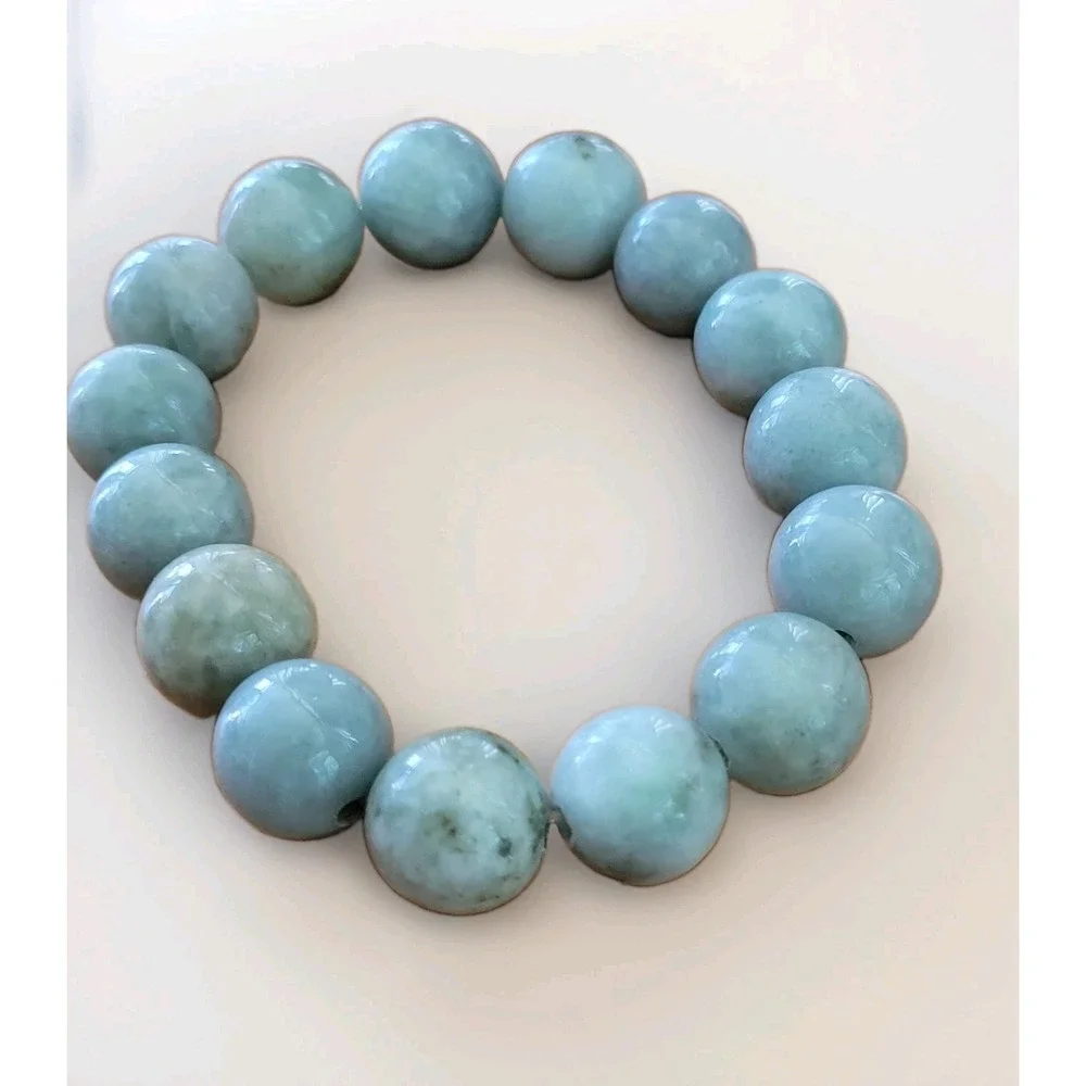Genuine Grade A Jadeite Jade Bracelet Floating Flower 13mm 63g Natural